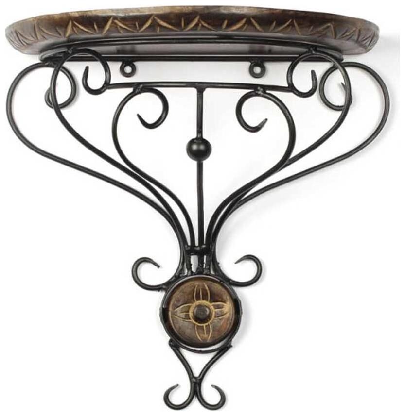 

Onlineshoppee Wooden And Wrought Iron Wall Bracket D-Shape
