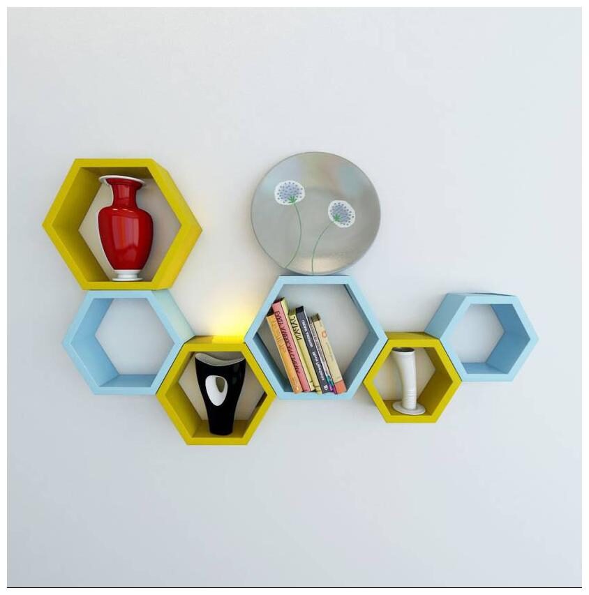 

Onlineshoppee Set Of 6 Hexagon shape Designer Storage Shelves