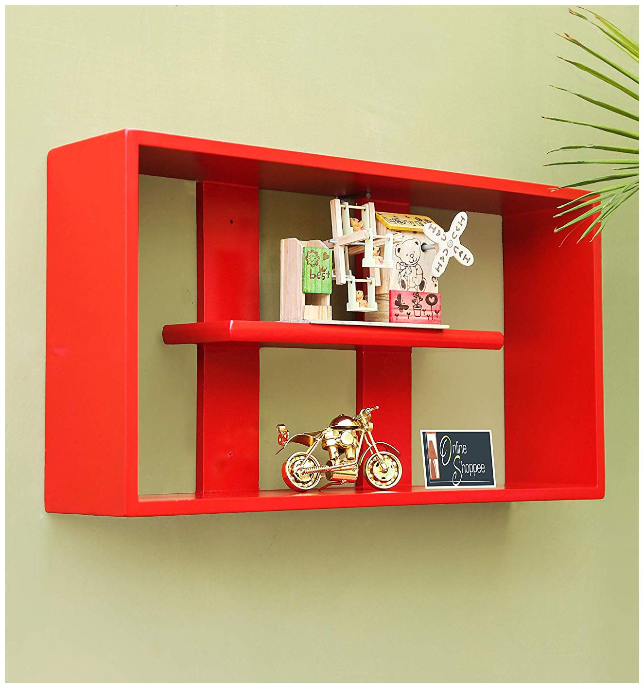 

Onlineshoppee Wooden Handicraft multiple compartments Designer Wooden Wall Shelf