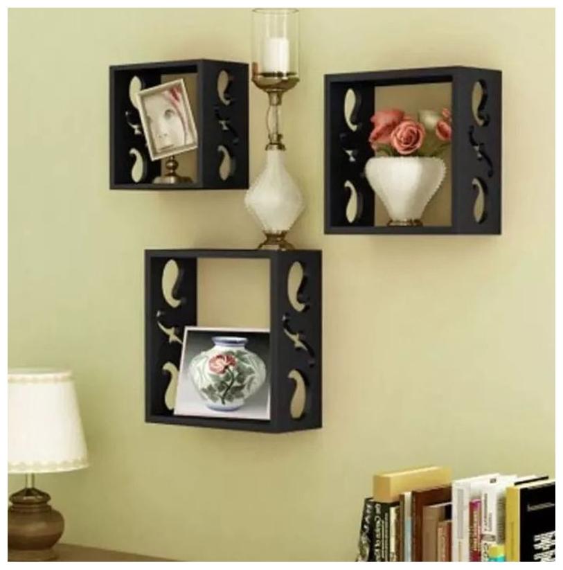 

Onlineshoppee Square Nesting MDF Wall Shelf Size(LxBxH-10x4x10) Inch