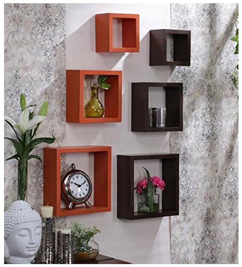 

Onlineshoppee MDF Cube Shape Flotante Wall Shelves Set of 6