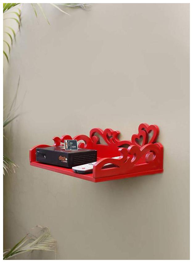 

Onlineshoppee MDF Beautiful Design Set top box Wall Shelf Colour- Red
