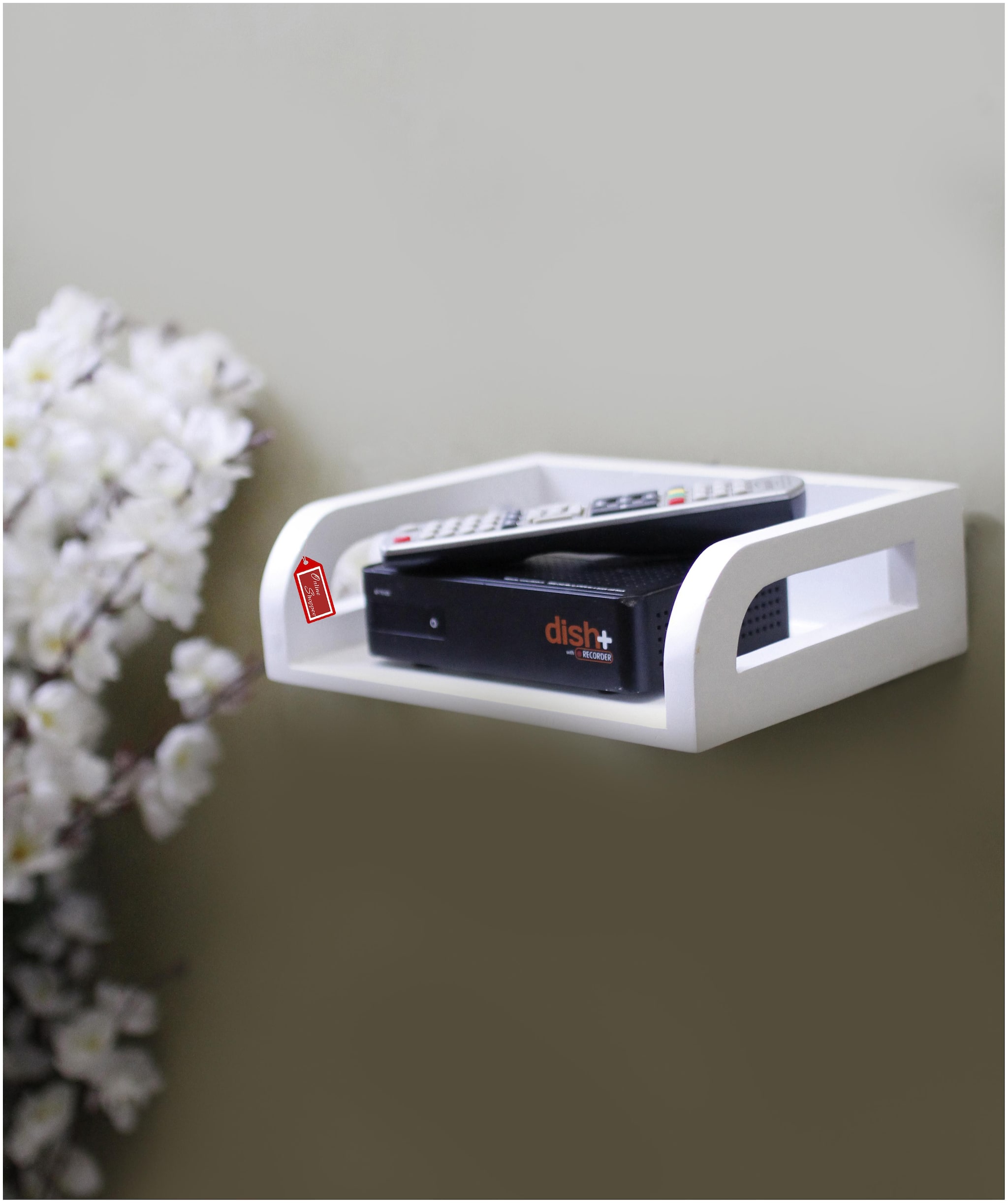 

Onlineshoppee Wooden Beautiful Design Set top box Wall Shelf Colour-White