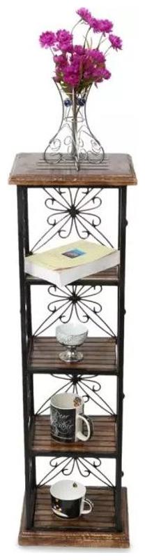 

Onlineshoppee Wood And Iron Book Shelf cum End table With 4 Shelves Size(LxBxH-11 5x9 5x40 5) Inch