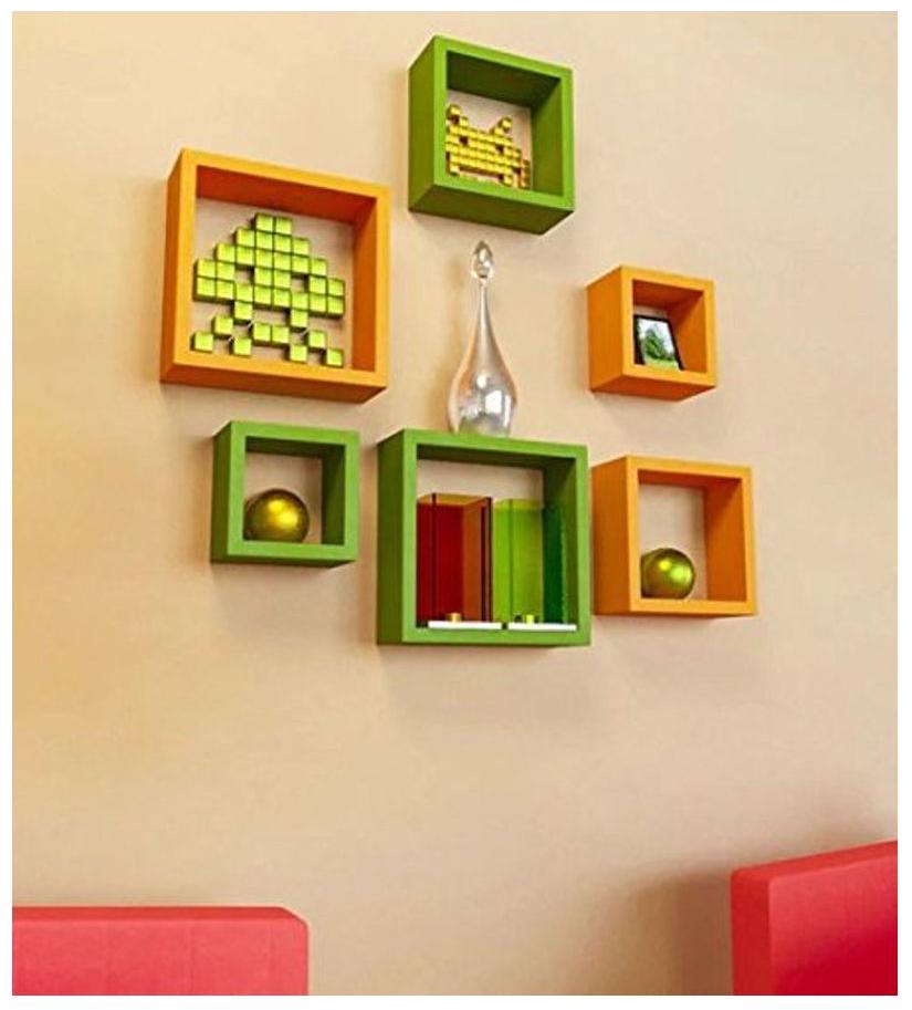 

Onlineshoppee Cuadrado set of 6 MDF Wall Shelf