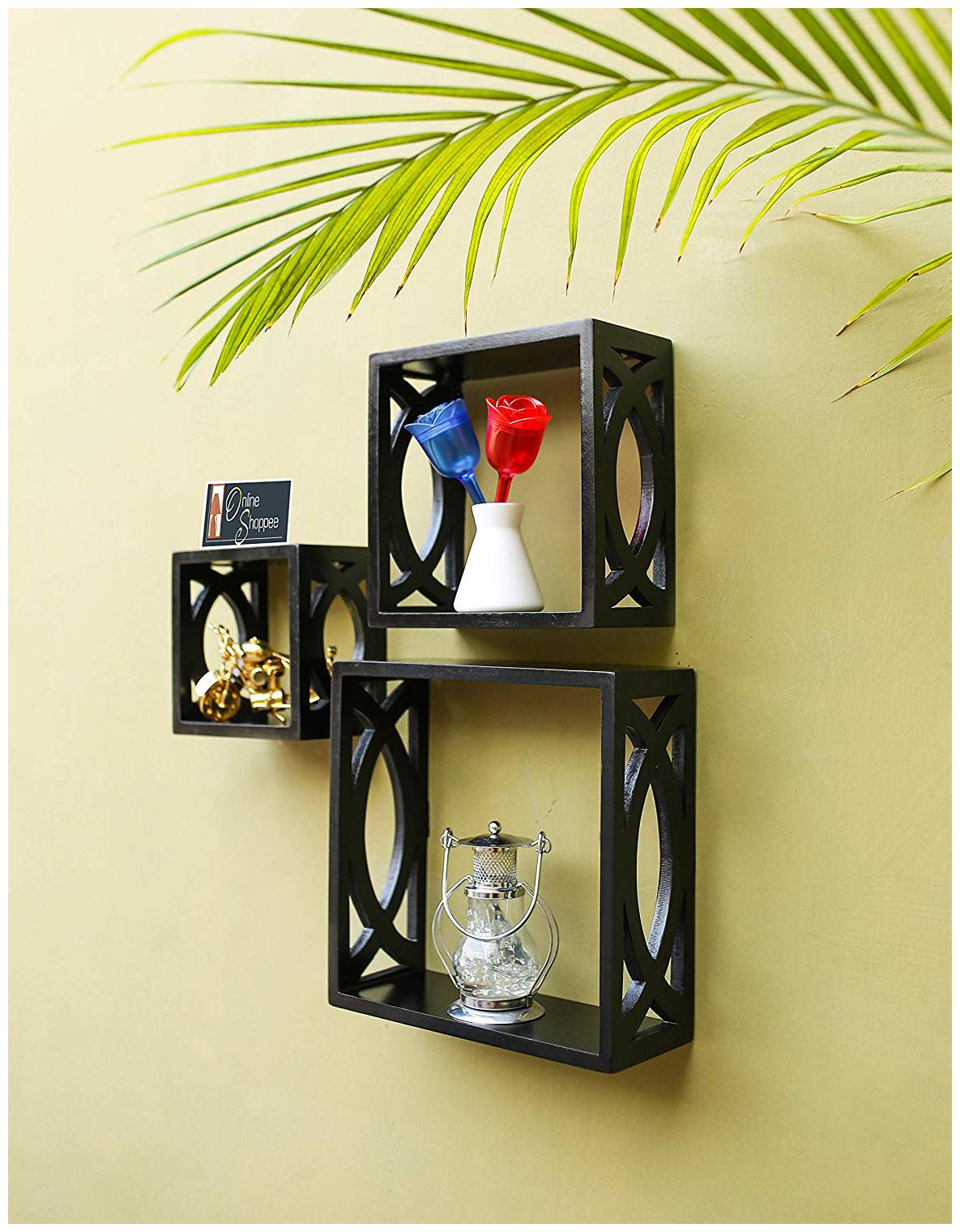 

Onlineshoppee Fancy handicraft design Wall Decor MDF Wall Shelf Size (LxBxH-10x4x10) inch-Red