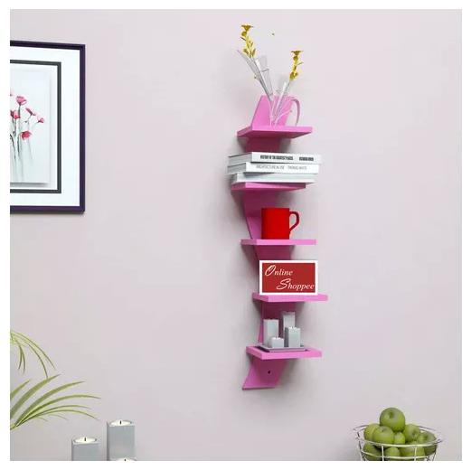 

Onlineshoppee Floating MDF 5 Tier Wall Shelves - Pink