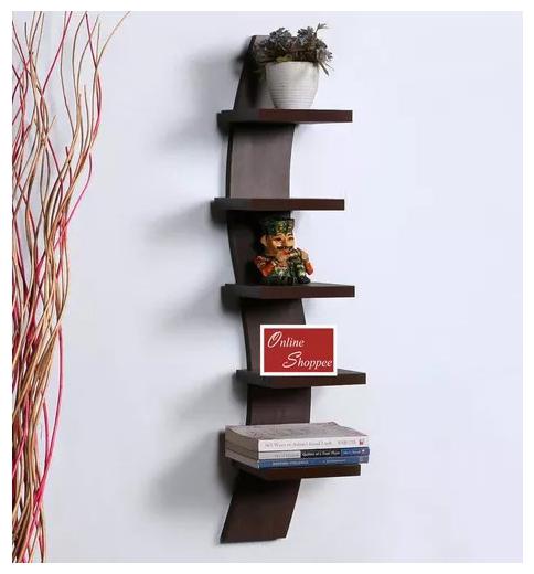 

Onlineshoppee Floating MDF 5 Tier Wall Shelves - Brown