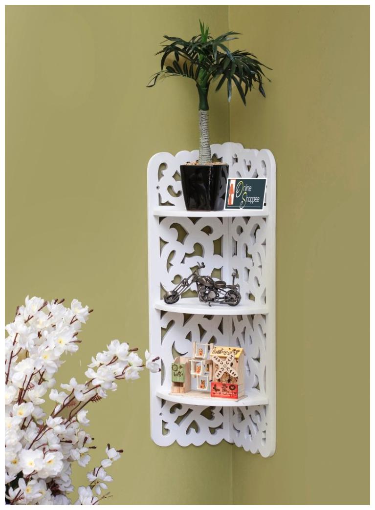 

Onlineshoppee Wooden 3 Tier Wall Decor Rack Shelf