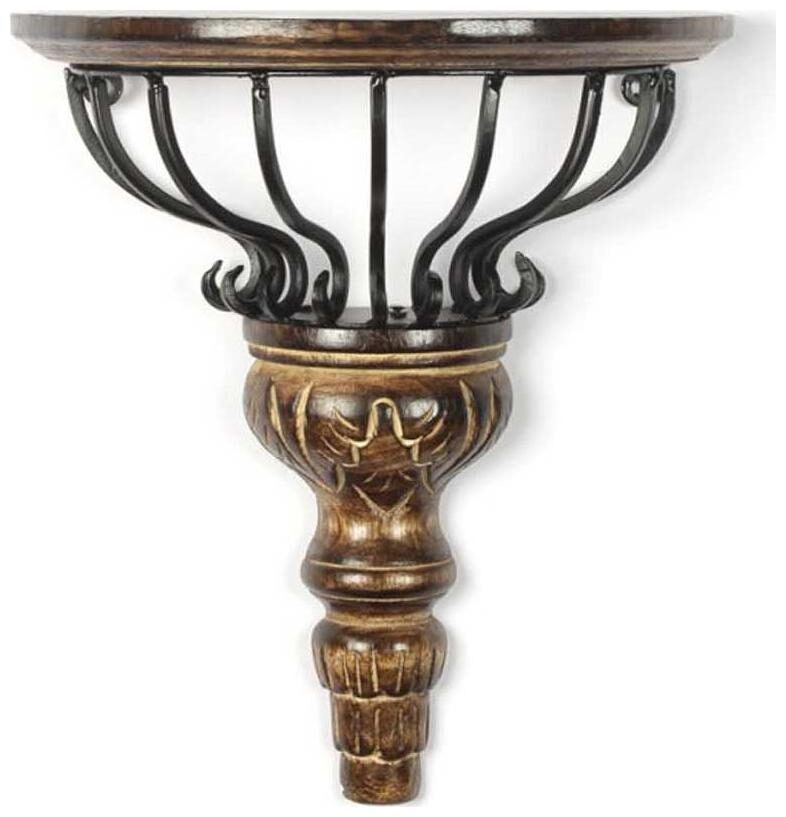 

Onlineshoppee Wooden And Wrought Iron Wall Bracket D-Shape