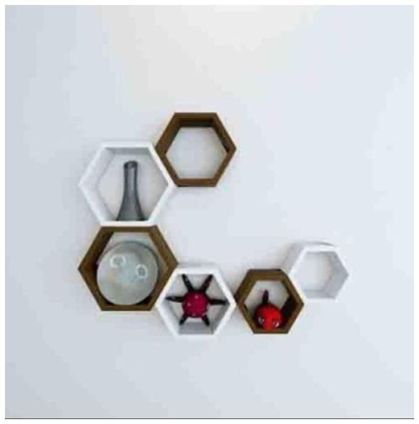 

Onlineshoppee Set Of 6 Hexagon shape Designer Storage Shelves