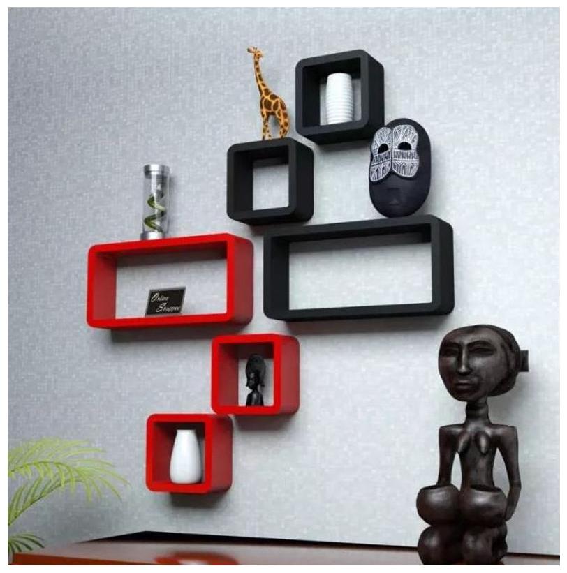 

Onlineshoppee MDF Cube Shape Floating Wall Shelves Set of 6