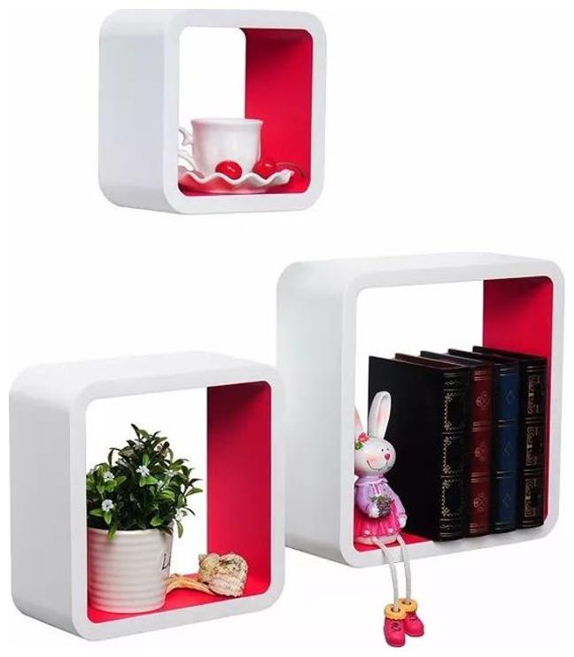 

Onlineshoppee MDF Artesania Cube Floating Wall Shelves Set of 3