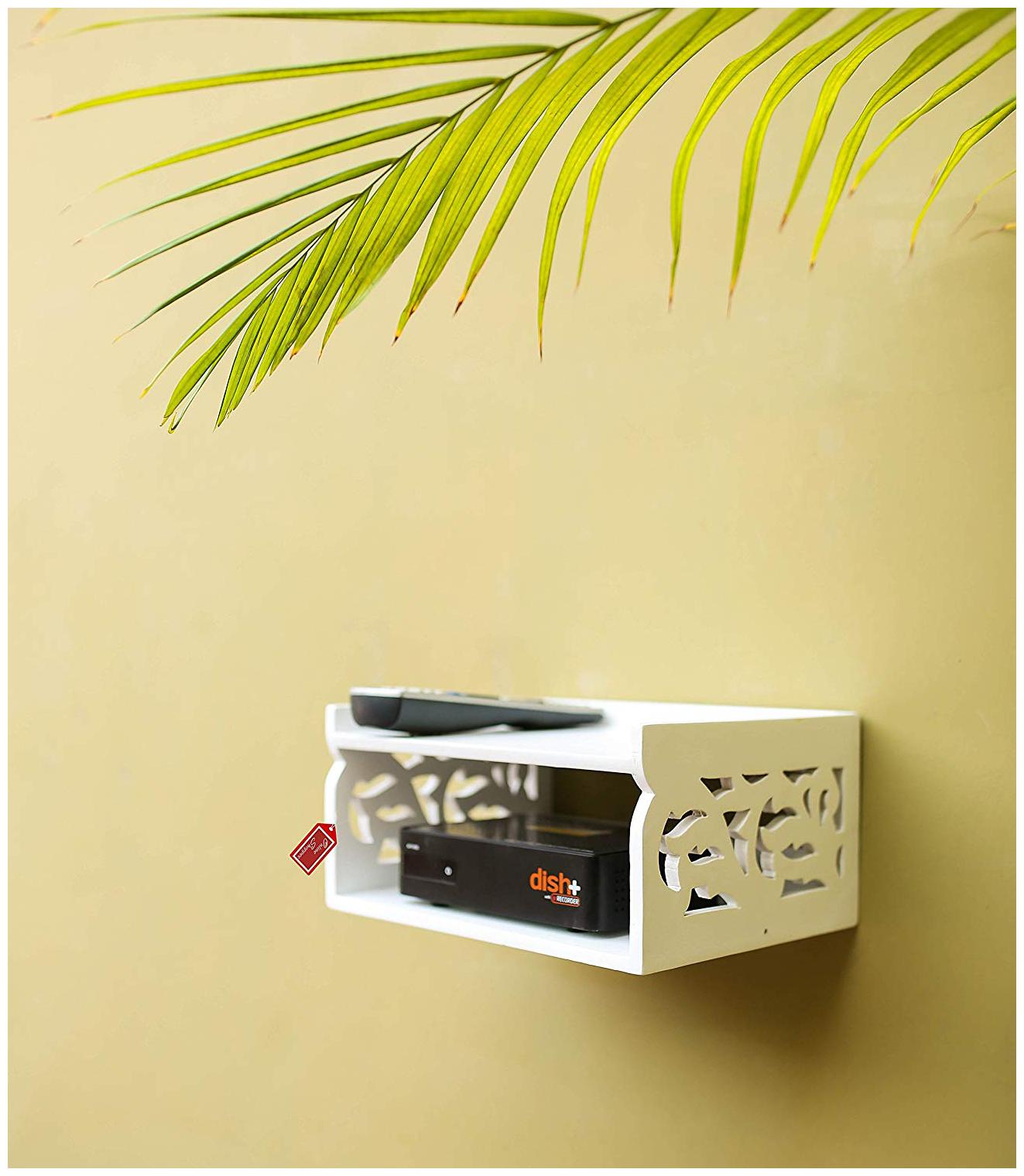 

Onlineshoppee Wooden Beautiful Design Set top box Wall Shelf Colour-White