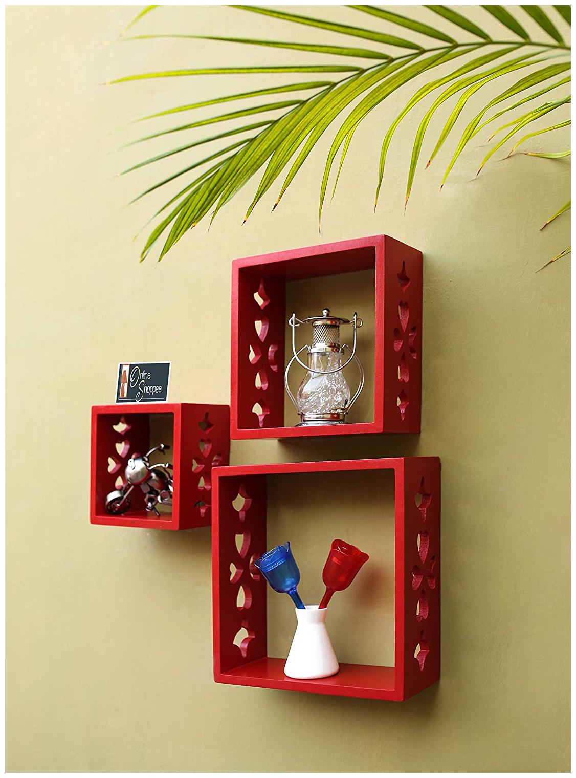 

Onlineshoppee Square Nesting Wooden Wall Shelf Size(LxBxH-10x3 5x10) Inch