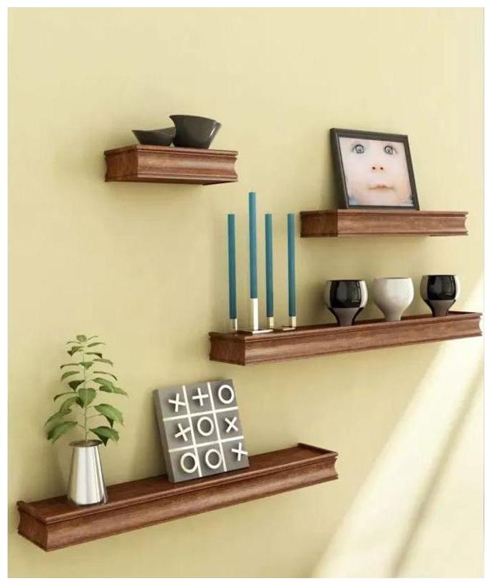 

Onlineshoppee Beautiful Wooden Brown Rectangular Wooden Wall Shelf