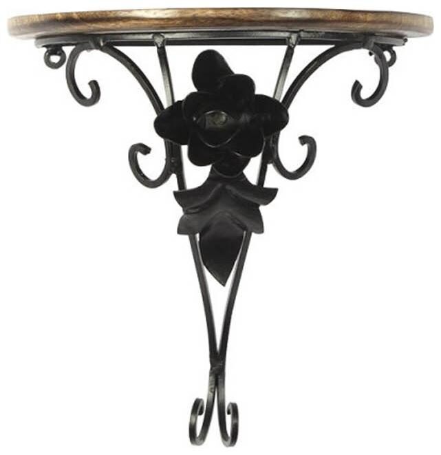 

Onlineshoppee Wooden And Wrought Iron Wall Rack Bracket Shelf