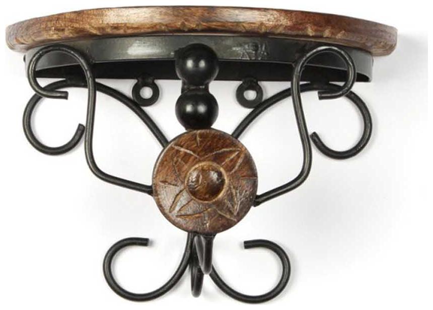 

Onlineshoppee Wood And Wrought Iron Fancy Brown Wooden Bracket Holder