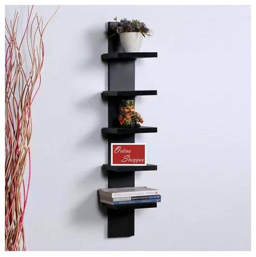 

Onlineshoppee Floating MDF 5 Nivel Wall Shelves - Black