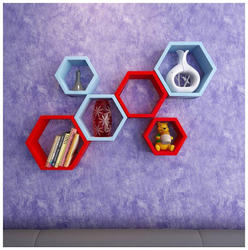 

Onlineshoppee Set Of 6 Hexagon shape Designer Storage Shelves