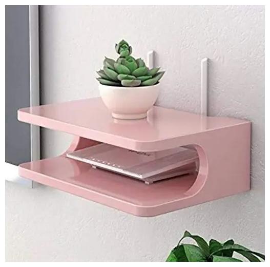 

Onlineshoppee MDF Beautiful Design Set top box Wall Shelf (Number of Shelves - 2 Pink)
