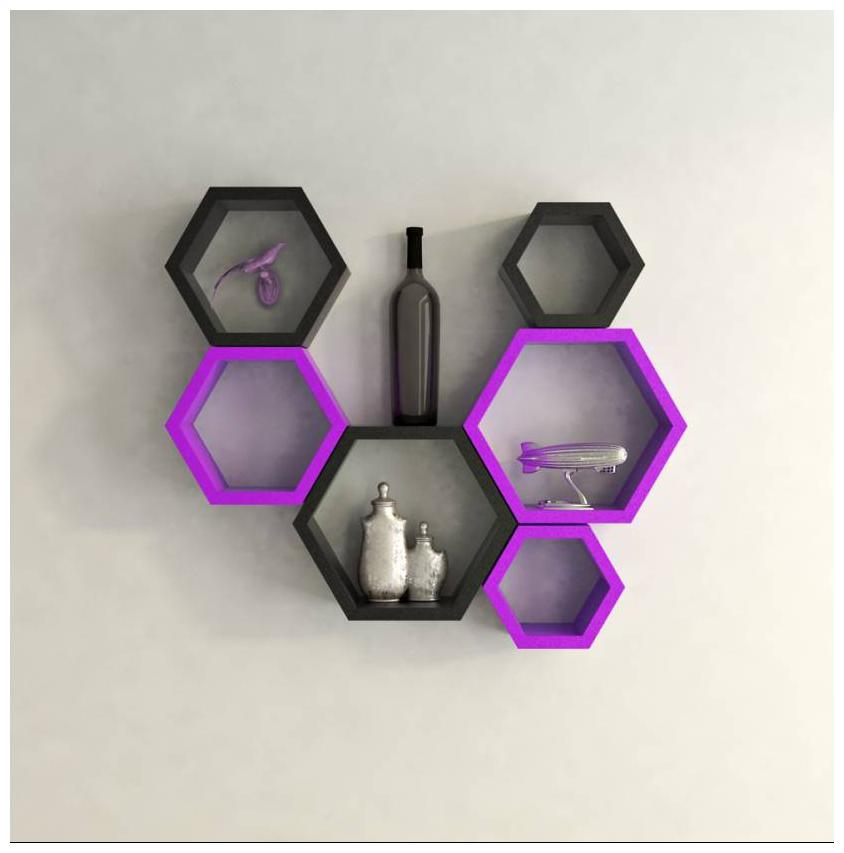 

Onlineshoppee Set Of 6 Hexagon shape Designer Storage Shelves