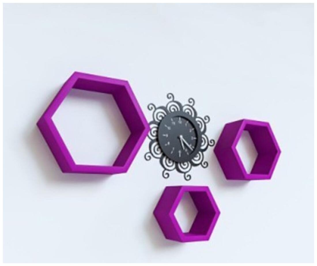 

Onlineshoppee Set Of 3 Hexagon shape Designer Storage Shelves - Purple