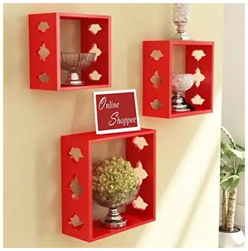 

Onlineshoppee Square Nesting MDF Wall Shelf Size(LxBxH-10x4x10) Inch
