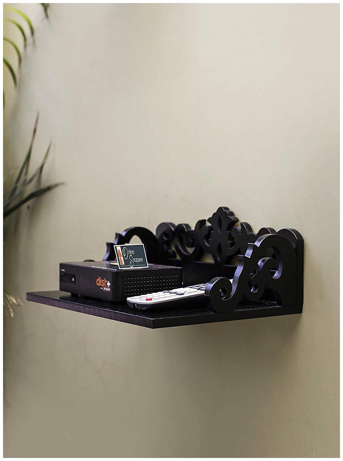 

Onlineshoppee MDF Beautiful Design Set top box Wall Shelf Colour- Black