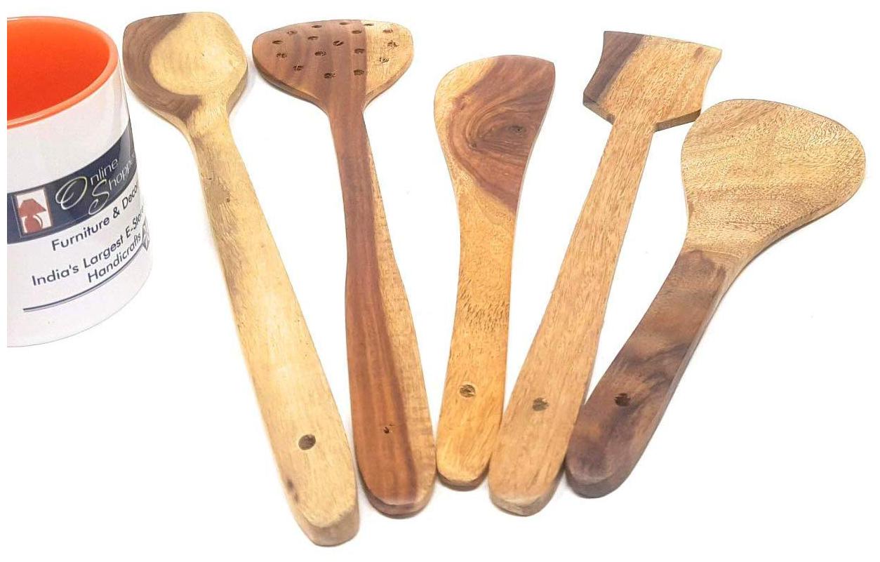 

Onlineshoppee Wooden Nonstick Spoons Set of 5