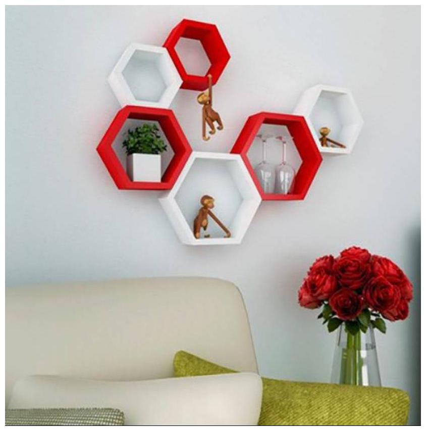

Onlineshoppee Set Of 6 Hexagon shape Designer Storage Shelves