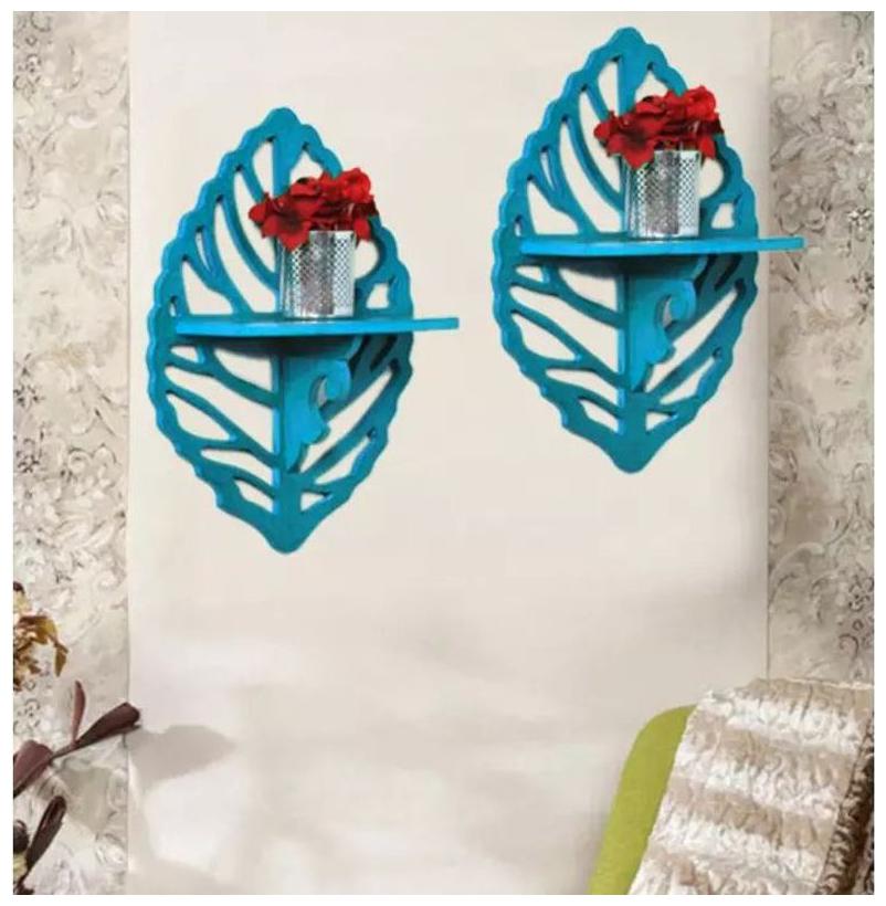 

Onlineshoppee Beautiful MDF Decorative Corner Wall Shelf Set of 2-size-LxBxH-12x5x18-inch- Sky Blue