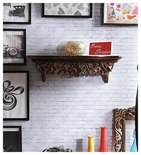 

Onlineshoppee Hand Carved Wall Shelf (Brown)