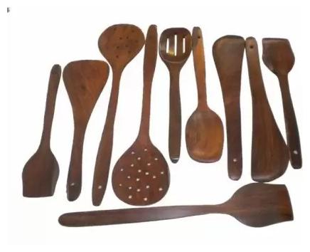 

Onlineshoppee Sheesham wood Spoons Wood Cutlery Set (Pack of 10)