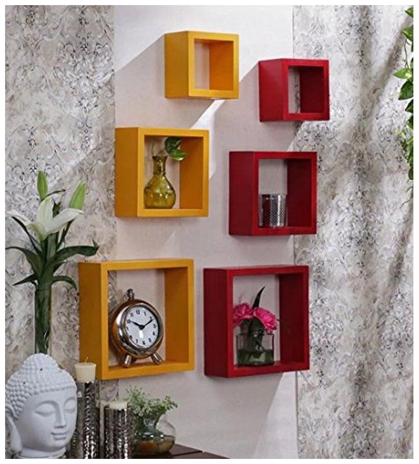 

Onlineshoppee Cuadrado set of 6 MDF Wall Shelf