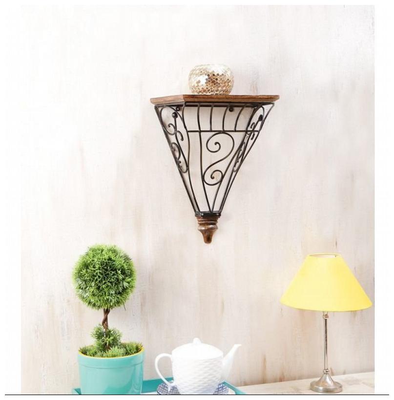 

Onlineshoppee Wooden And Wrought Iron Wall Bracket Size (LxBxH-13 5x8x16 5) Inch