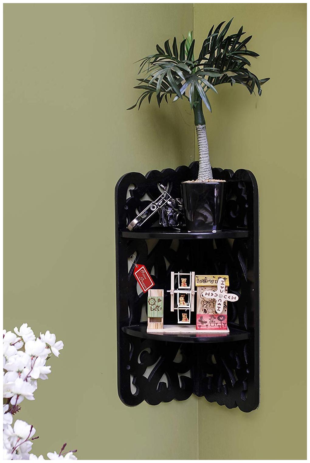 

Onlineshoppee Wooden 2 Tier Wall Decor Rack Shelf