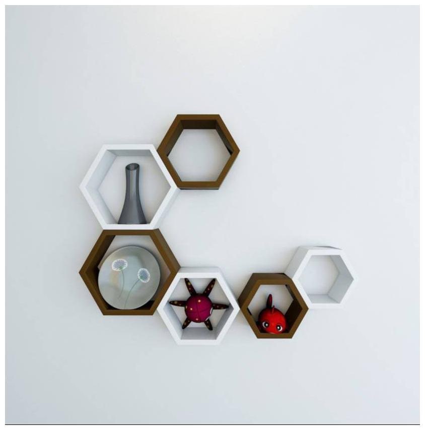 

Onlineshoppee Set Of 6 Hexagon shape Designer Storage Shelves