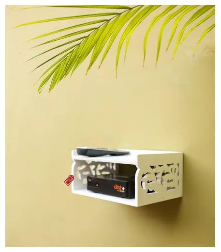 

Onlineshoppee Wooden Beautiful Design Set top box Wall Shelf Colour-White