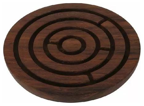 

Onlineshoppee Handcrafted Labyrinth Wooden Board Game Round Diameter 7 cm
