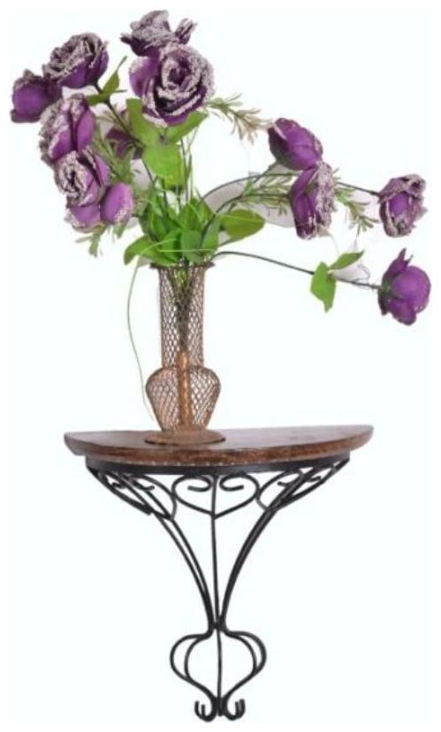 

Onlineshoppee Wooden And Wrought Iron Big Wall Bracket Rack Size (LxBxH-12x6x11) Inch