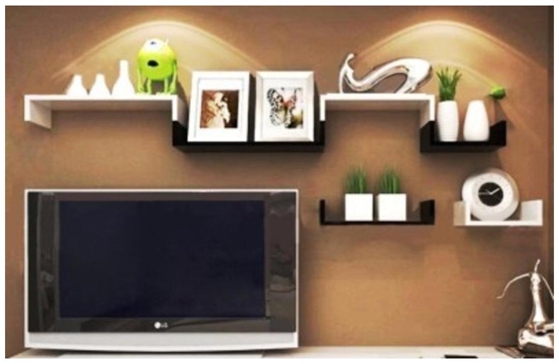 

Onlineshoppee Wooden Handicraft Wall Decor Designer Wall Shelf Pack of 6