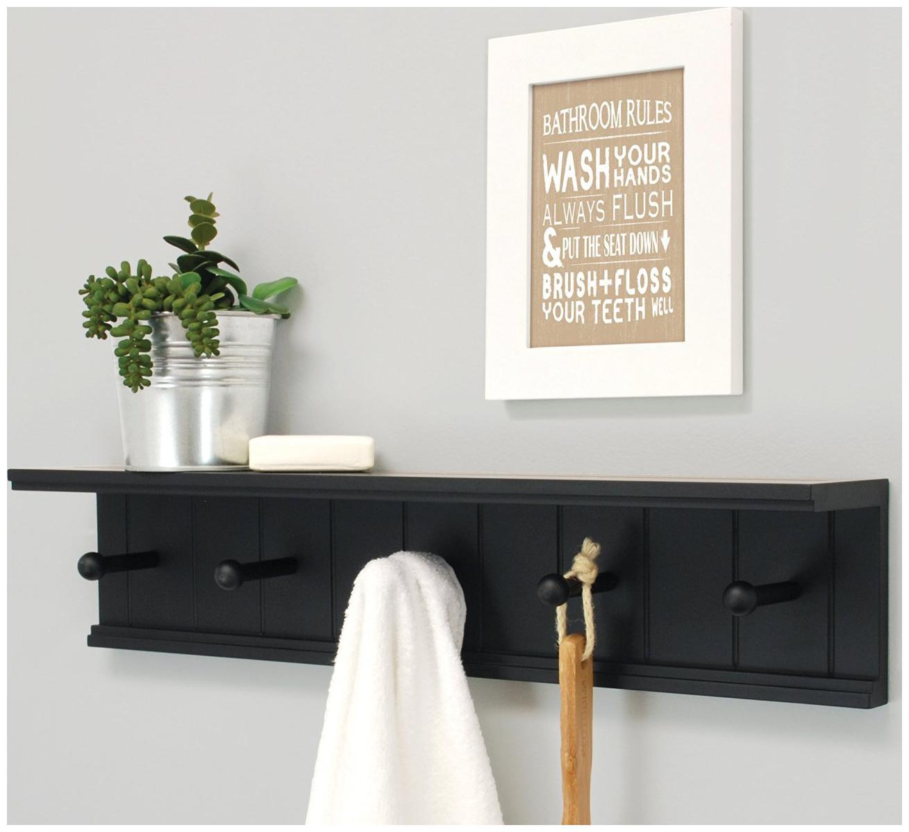 

Onlineshoppee Wooden Handicraft Designer Wall Shelf Bracket With Hangers