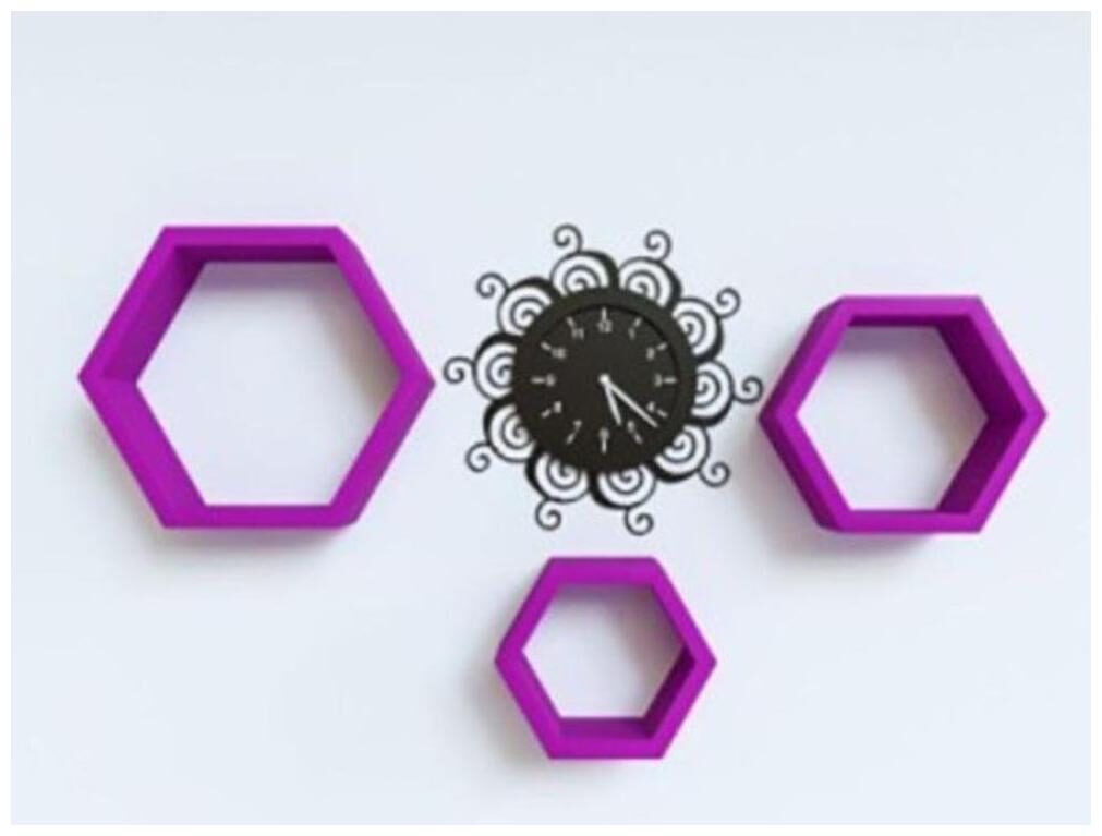 

Onlineshoppee Set Of 3 Hexagon shape Designer Storage Shelves - Purple