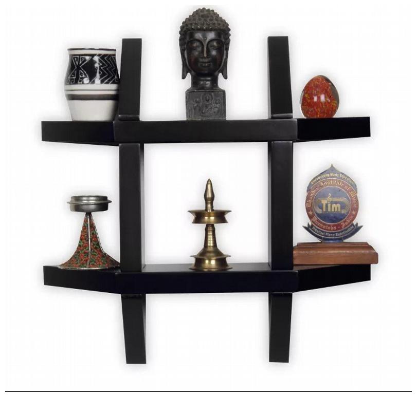 

Onlineshoppee Wooden Wall Decor Wall Shelf Rack Bracket Size (LxBxH-16x4x16) inch ( Black )