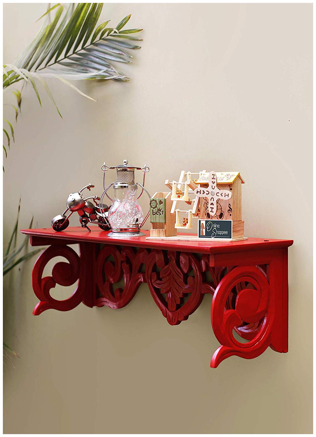 

Onlineshoppee Wooden Wall Decor Wall Shelf Rack Bracket Size (LxBxH-24x6x7) inch