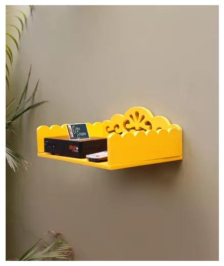 

Onlineshoppee MDF Beautiful Design Set top box Wall Shelf Colour-Yellow