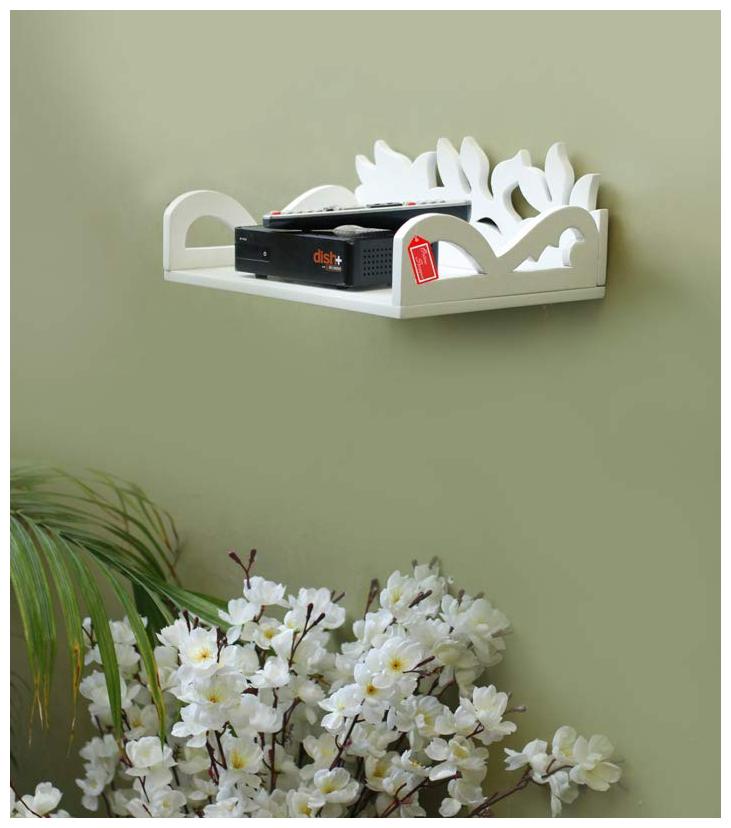

Onlineshoppee MDF Beautiful Design Set top box Wall Shelf Colour- White