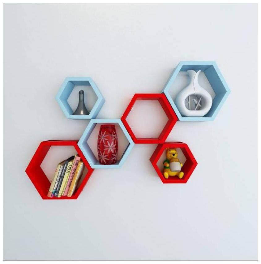 

Onlineshoppee Set Of 6 Hexagon shape Designer Storage Shelves