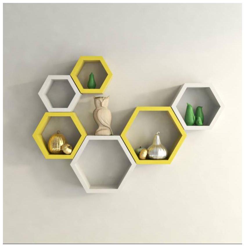 

Onlineshoppee Set Of 6 Hexagon shape Designer Storage Shelves